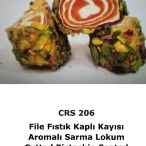 Lokum Cutted Pistachio Coated and Apricot Flavored Roll Turkish Delight