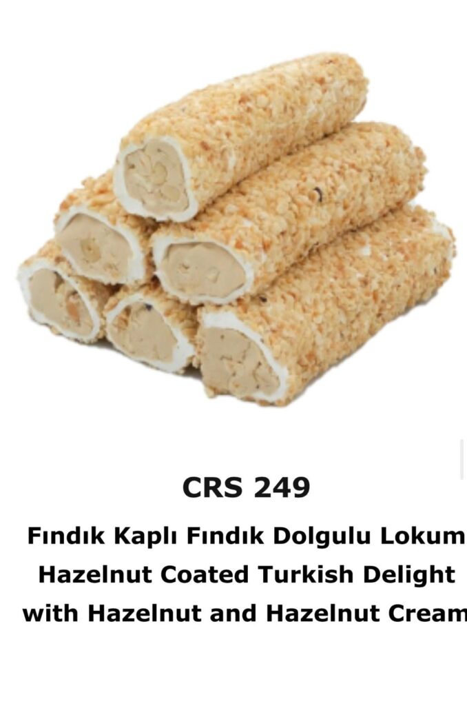 Hazelnut Coated Turkish Delight with Hazelnut and Hazelnut Cream